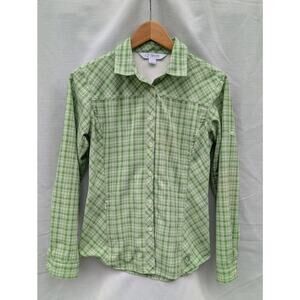 Guide Series Womens Green Plaid Long Sleeve Button Up Shirt Sz S Hiking Mesh